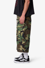 Extra Long Nylon Cargo Shorts - Camo