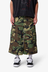 Extra Long Nylon Cargo Shorts - Camo