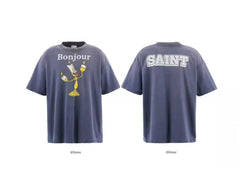 Saint Michael x Disney "Bonjour" Lumiere Graphic Vintage T-Shirt - Blue