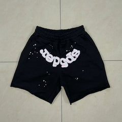 SP5der Paint Splatter Shorts – Black