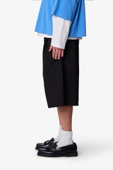 Pleated Twill Shorts - Black
