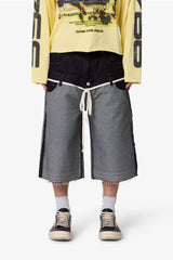 Ultra Baggy Inside Out Denim Shorts - Black
