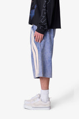 Ultra Baggy Stripe Twill Shorts - Washed Blue