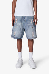 Western Jewel Denim Shorts - Blue