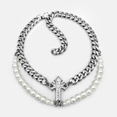 STATEMENT CROSS PEARL CHAIN