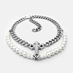 STATEMENT CROSS PEARL CHAIN