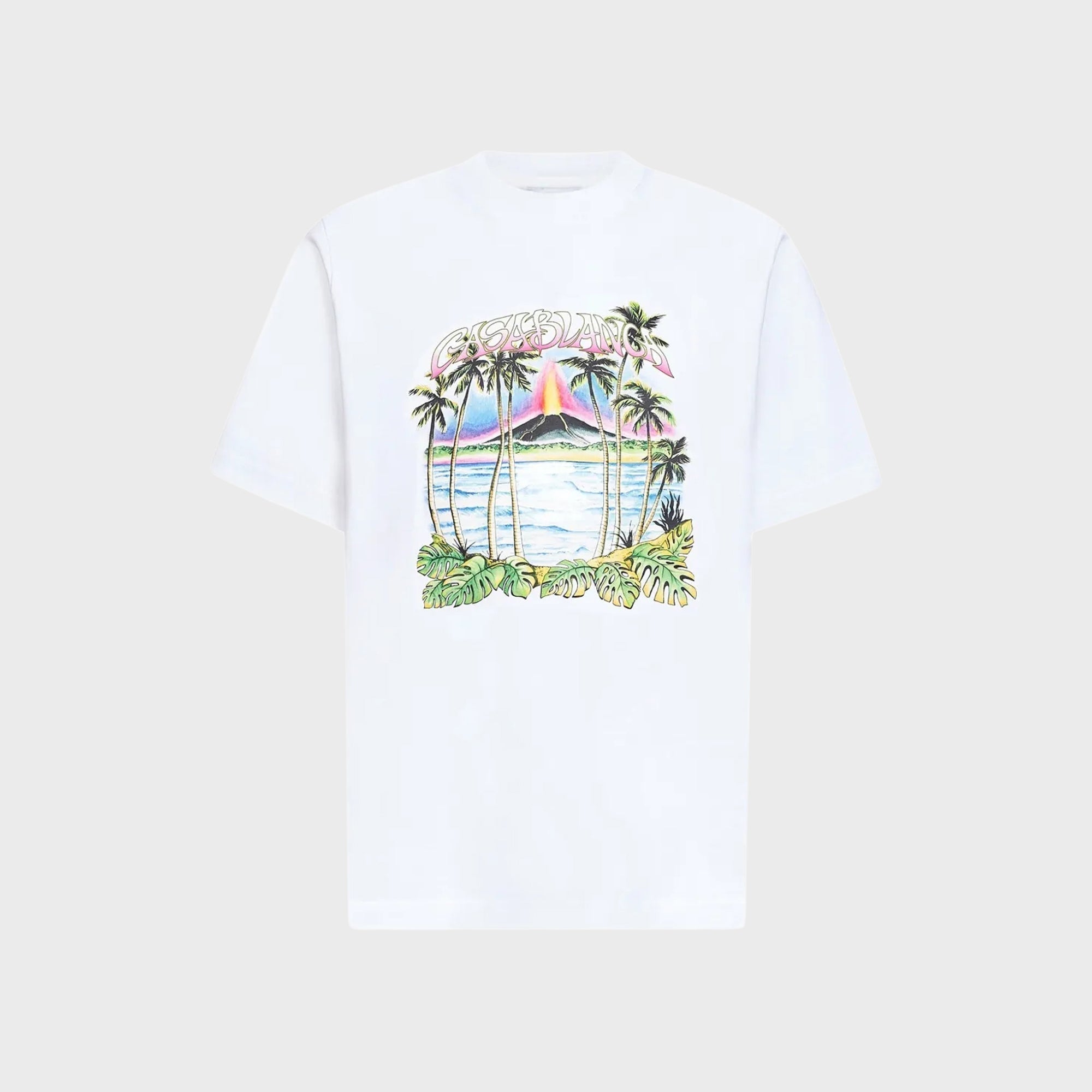 Casablanca Volcano-Print Logo Tee - White