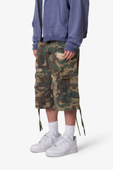 Distressed Baggy Cargo Shorts - Camo
