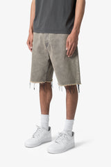 Distressed Mineral Denim Shorts - Brown