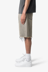 Distressed Mineral Denim Shorts - Brown