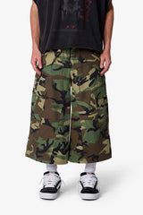 Extra Long Nylon Cargo Shorts - Camo