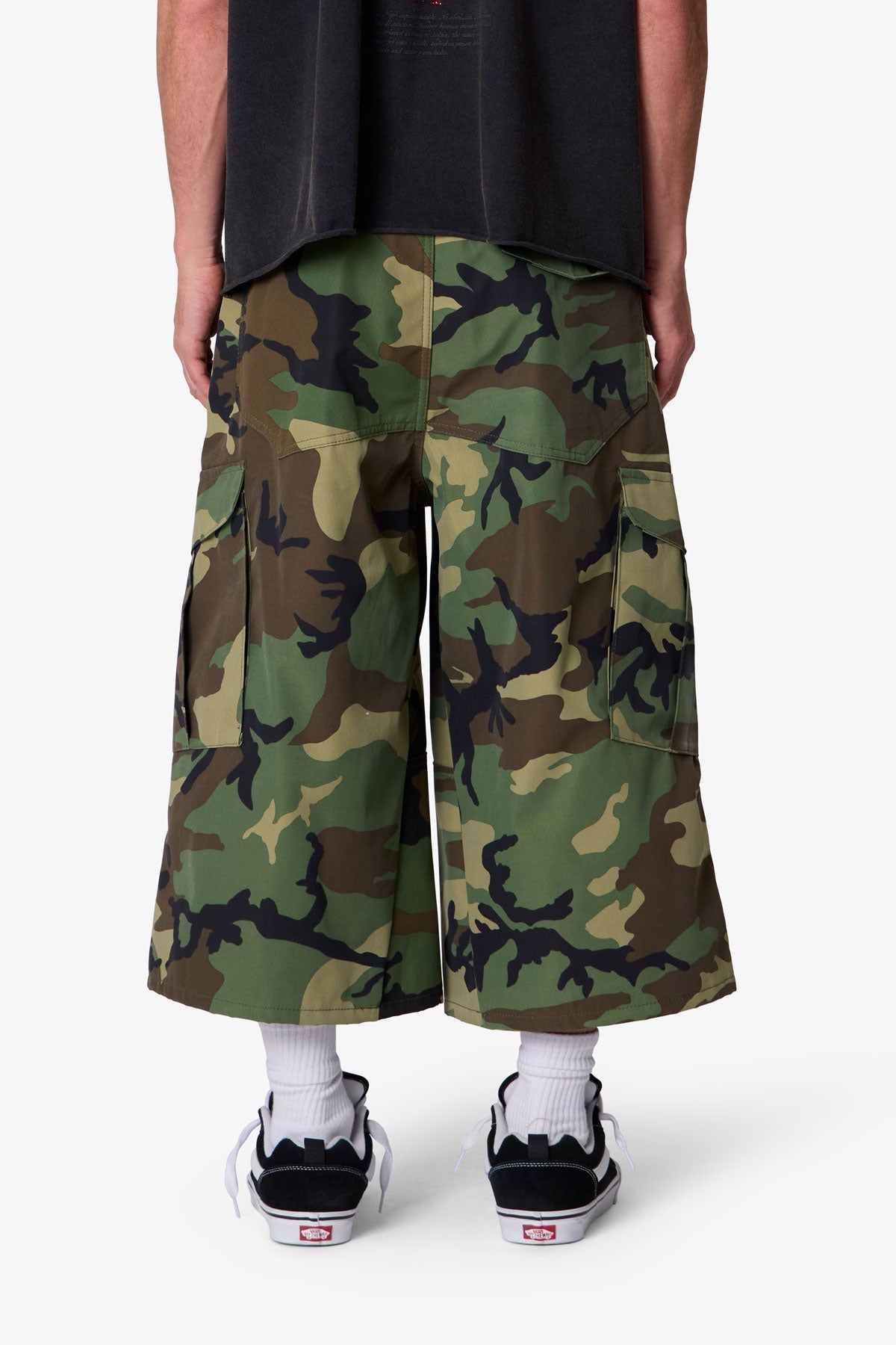 Extra Long Nylon Cargo Shorts - Camo
