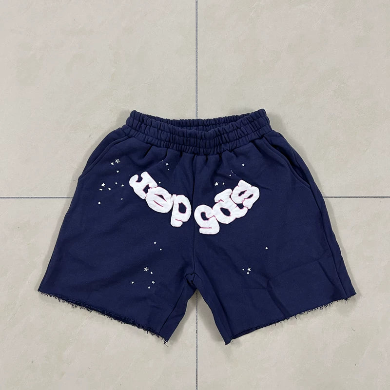 SP5der Paint Splatter Shorts – Navy