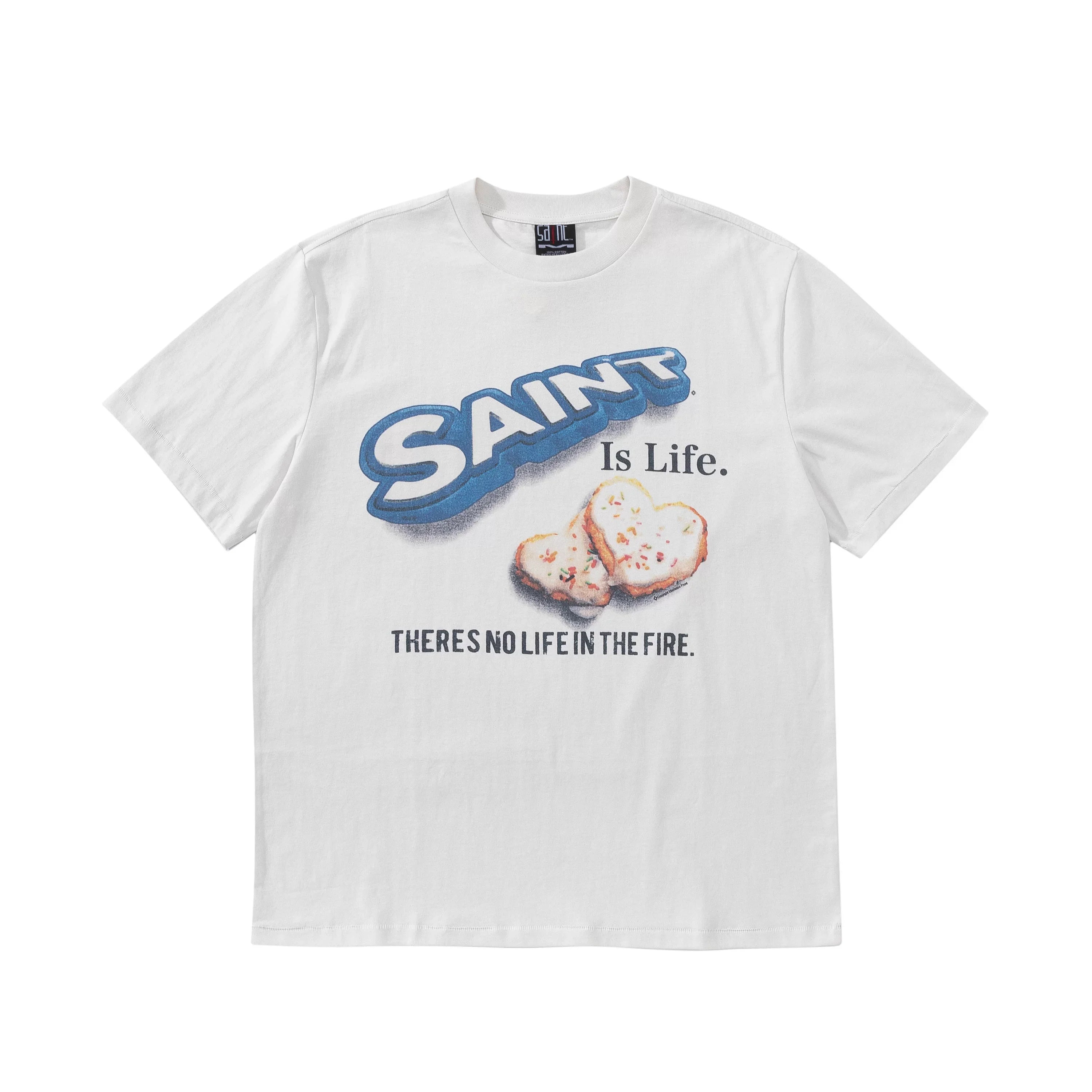 Saint Michael "SAINT Is Life" Cookies Graphic Vintage T-Shirt - Off-White