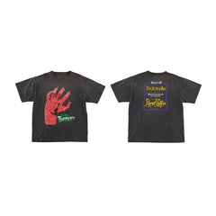 Saint Michael Red Bloody Handprint Vintage T-Shirt - Black
