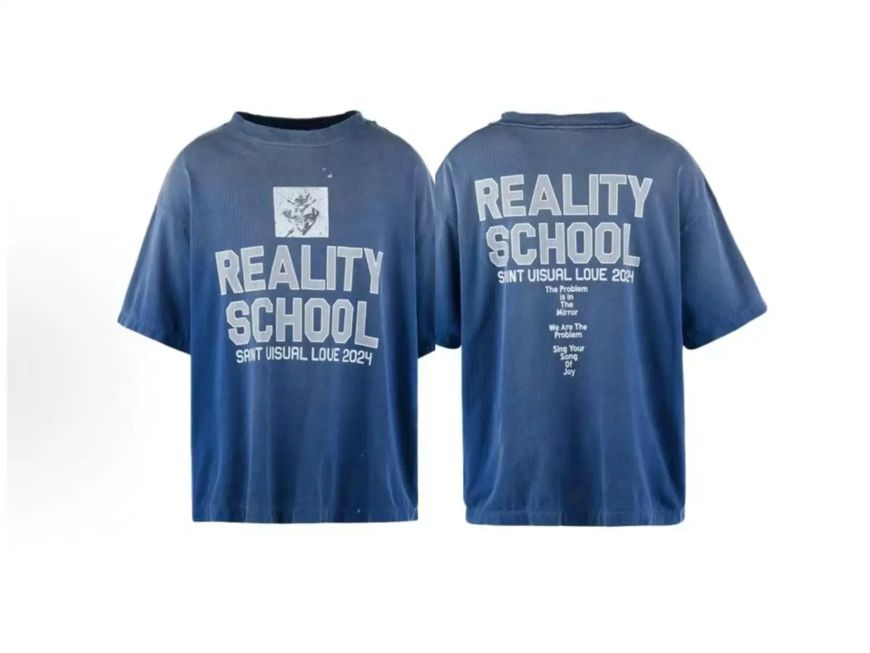 Saint Michael "REALITY SCHOOL" Vintage  T-Shirt - Blue