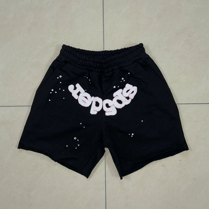 SP5der Paint Splatter Shorts – Black