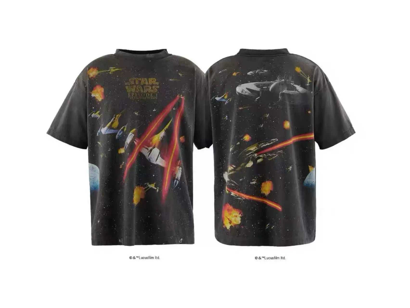 Saint Michael x Star Wars Graphic Vintage  T-Shirt - Black