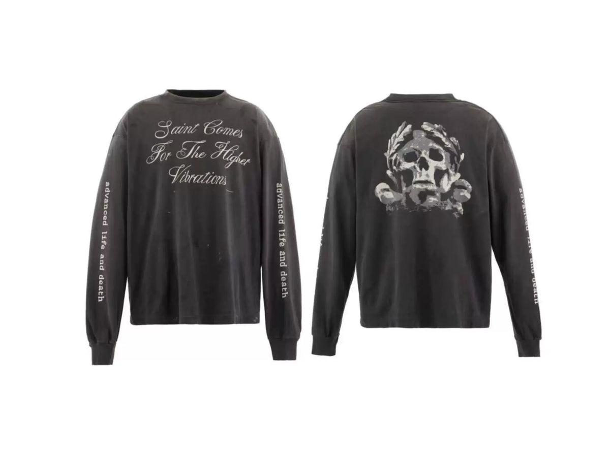 Saint Michael Skull & Script Long Sleeve - Black