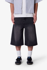 Ultra Baggy Denim Shorts - Black