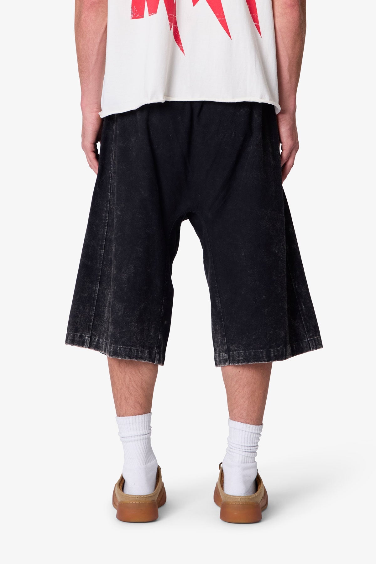 Ultra Baggy Stripe Twill Shorts - Washed Black