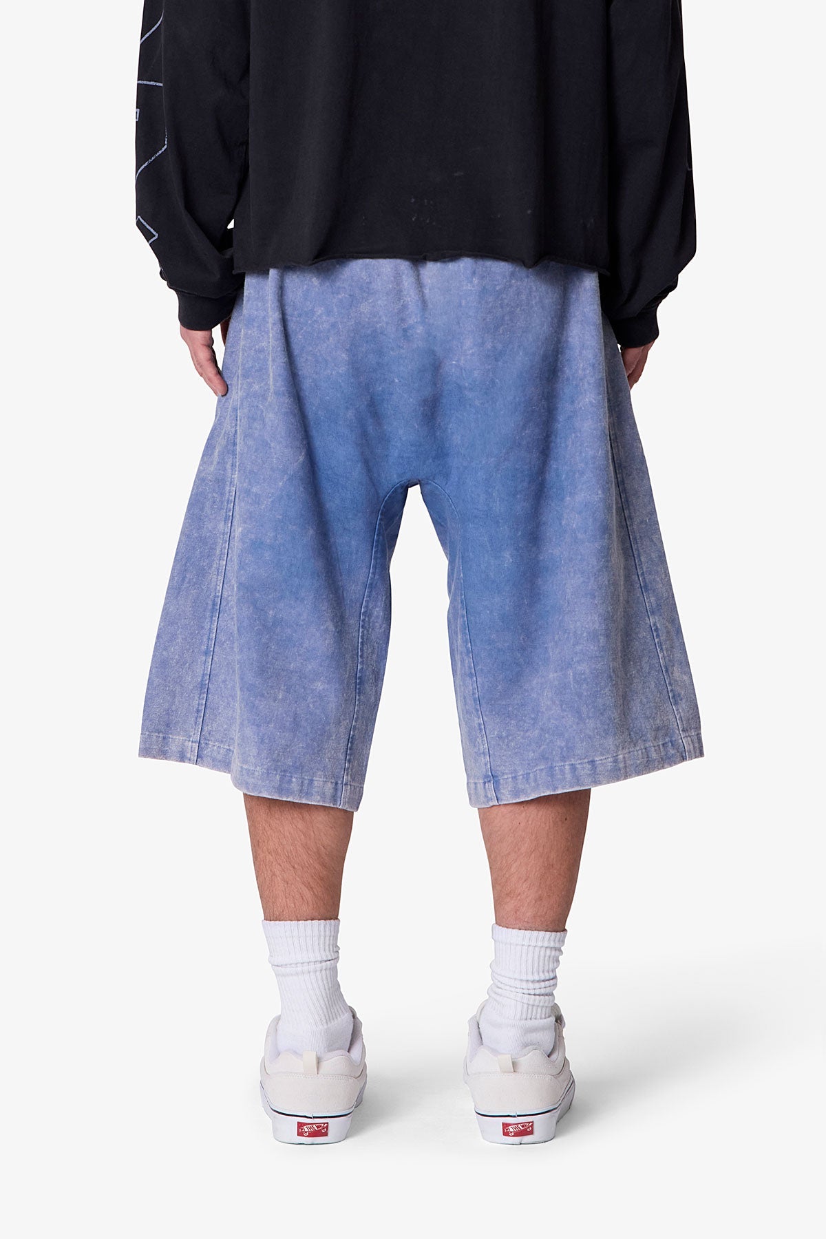 Ultra Baggy Stripe Twill Shorts - Washed Blue