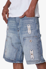 Western Jewel Denim Shorts - Blue