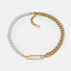 SAFETY PIN PEARL CUBAN CHAIN