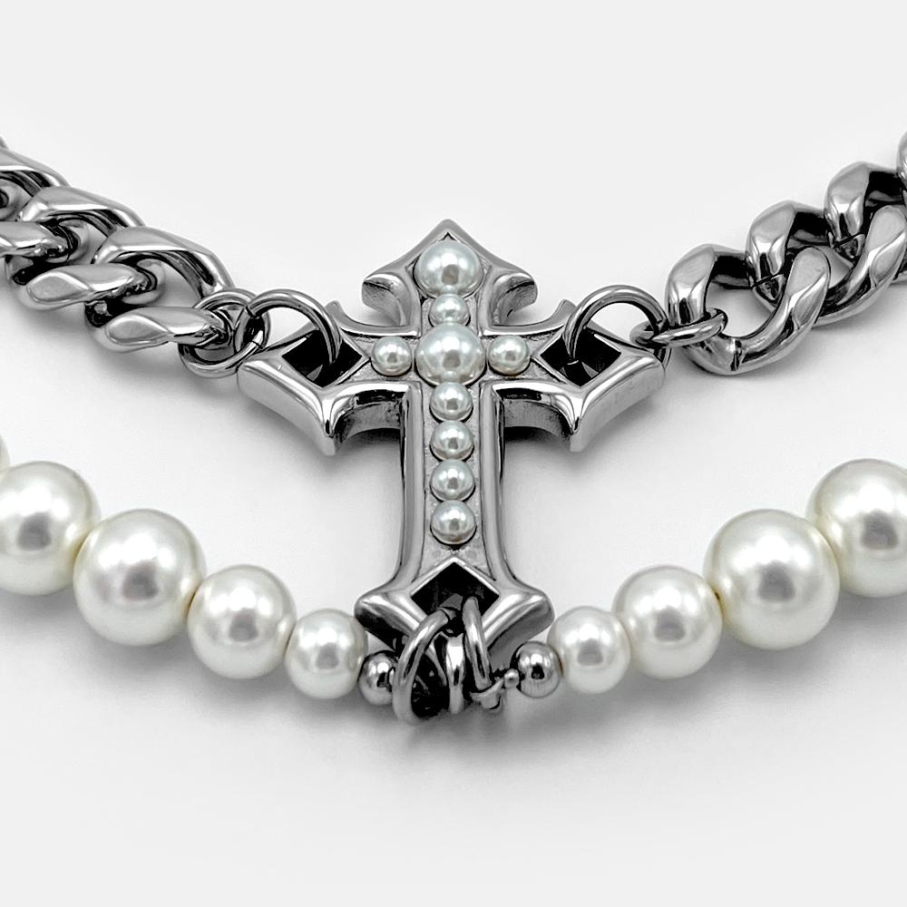 STATEMENT CROSS PEARL CHAIN