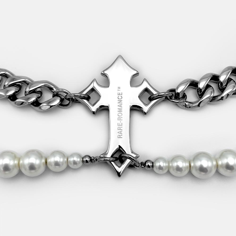 STATEMENT CROSS PEARL CHAIN